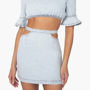 WeWoreWhat Cut Out Indigo Comfort Denim Mini Skirt